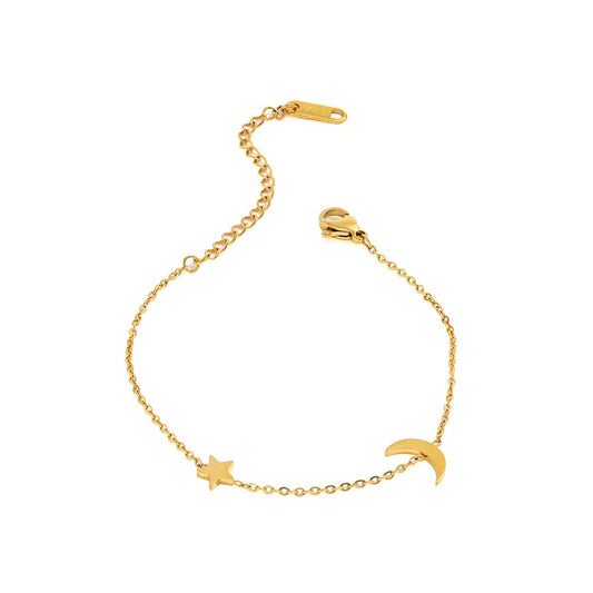 Moon & Star Bracelet | 18K Gold Plated